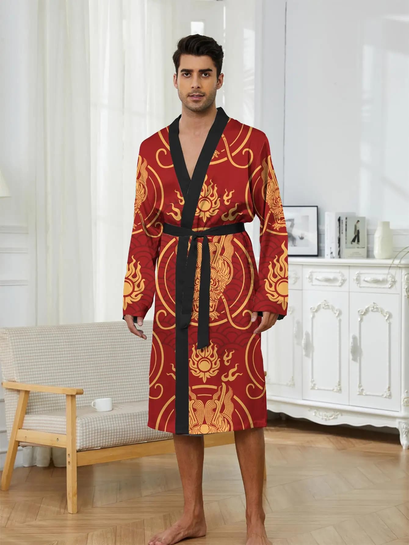 1pcs Men's Robes 2026 Spring/Summer Sleepwear robe Graphic Shower robe Funny pajamas bath robe 3D Printed Breathable