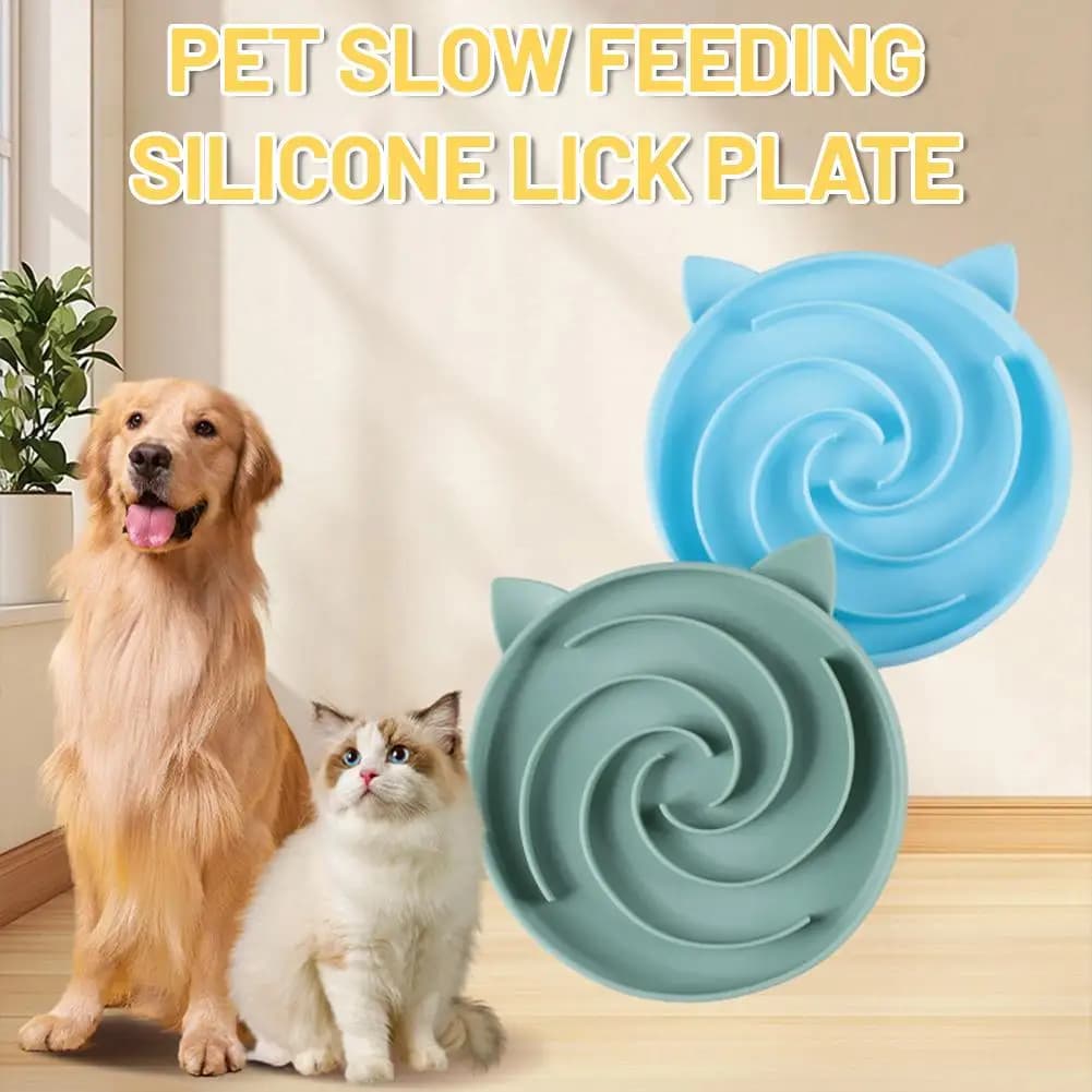 Ciotola per animali domestici con alimentazione lenta, previene il vomito e protegge gli intestini, in silicone alimentare e base con ventosa per cani e gatti