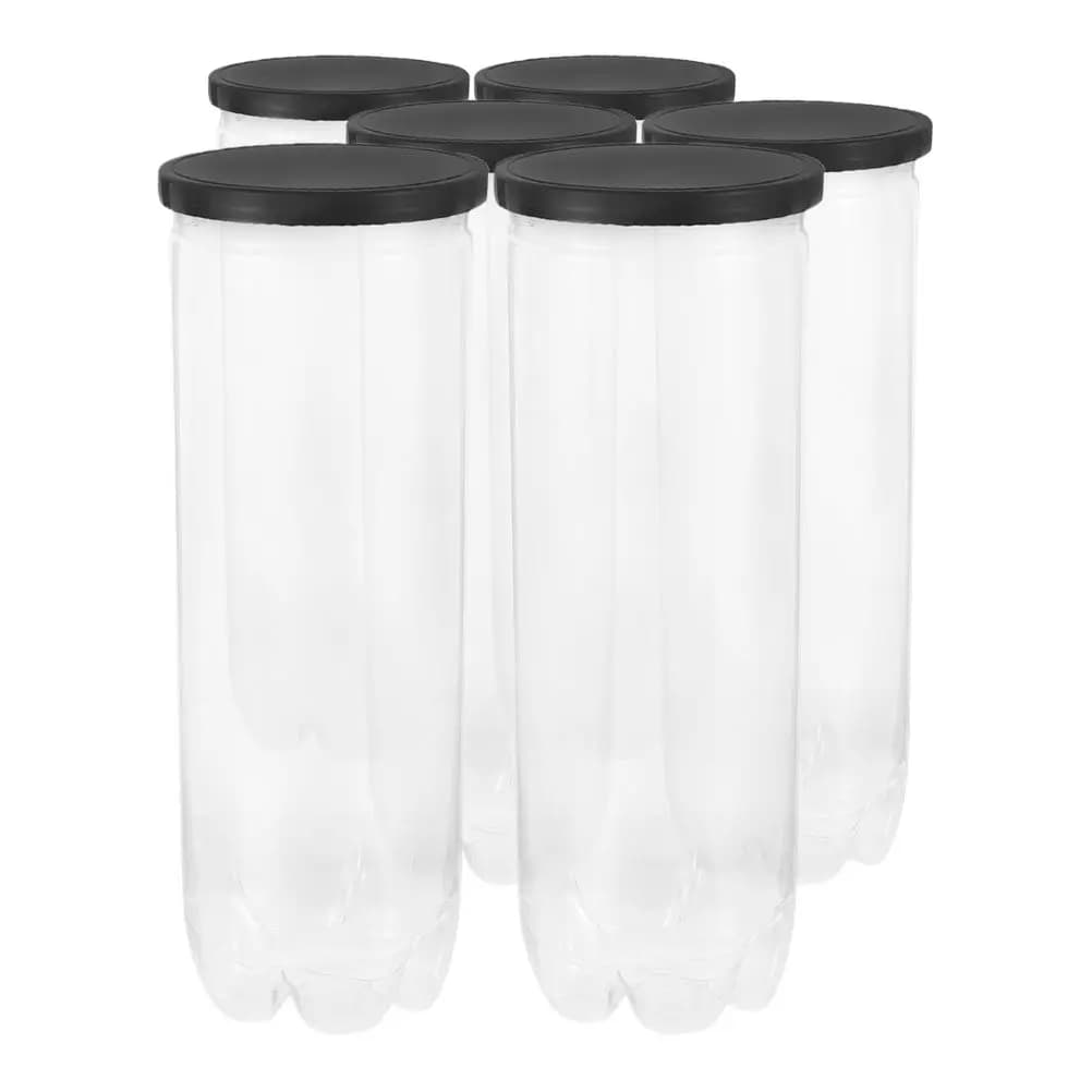 Set di 6 Tubi Portapalline da Tennis con Coperchio Nero Trasparente, Contenitore per Palline Sportive per Interni ed Esterni, Supporto per Palline da Softball