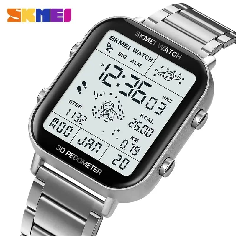 SKMEI Back Light Display Sport pedometer watches digital chronometer man countdown wrist watch calendar calculation Calorie watch