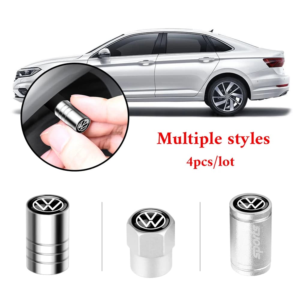 4 Pezzi Tappi Valvola Pneumatici Auto, Copertura Antipolvere, Accessori Auto per Volkswagen VW Rline GTI R Polo Golf Passat Magotan Tiguan Jetta