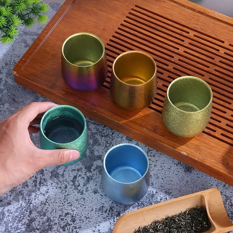 Tazza da Birra in Titanio Puro a Doppia Parete Isolante, a Forma di Uovo, 120ml-260ml, Leggera, per Campeggio, Casa e Ufficio
