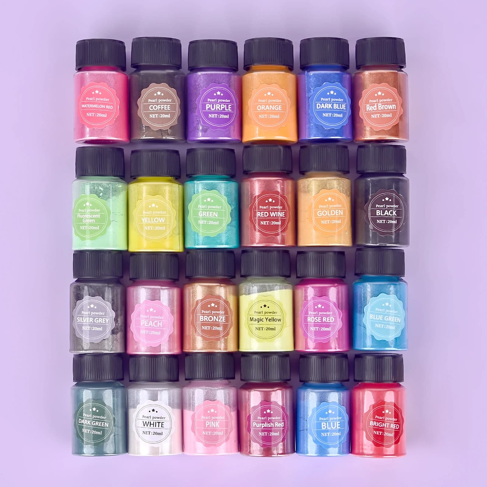 24 Color 10g Epoxy Resin Dye Mica Powder Powdered Pigments Set Resin Mica Pearlescent Resin Pearl Box-Packed Micas Colorants