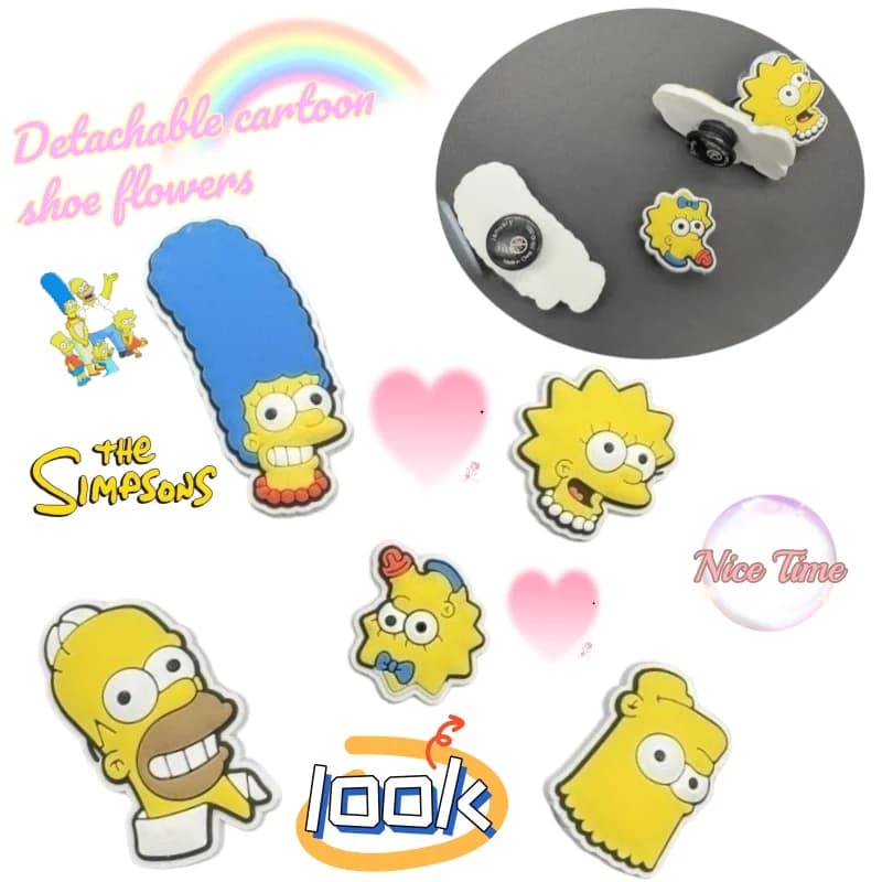 The Simpsons Marge Bart Lisa Homer Creative Personality Universal Shoe Flower Decoration Cartoon Cute DIY Detachable Shoe Buckle