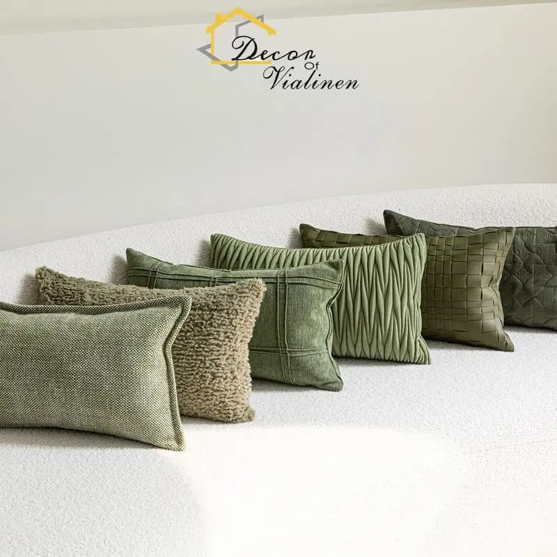 Green waist cushion, minimalist Nordic style sofa, life cushion, car office cushion, long stripe shape pillow lining, light luxury