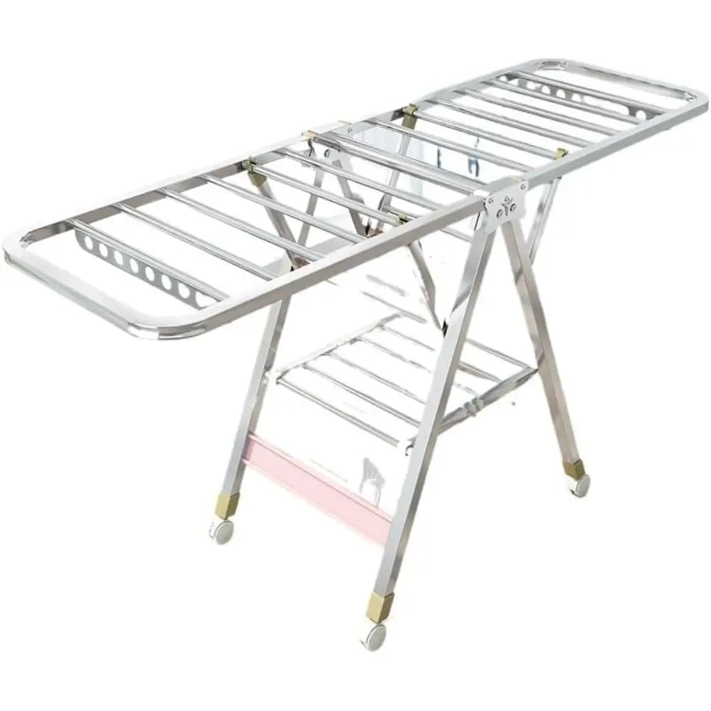 Stendibiancheria Regolabile in Acciaio Inossidabile - Stendino Pieghevole per Camera da Letto, Balcone e Articoli per Bambini (1,7 Metri)
