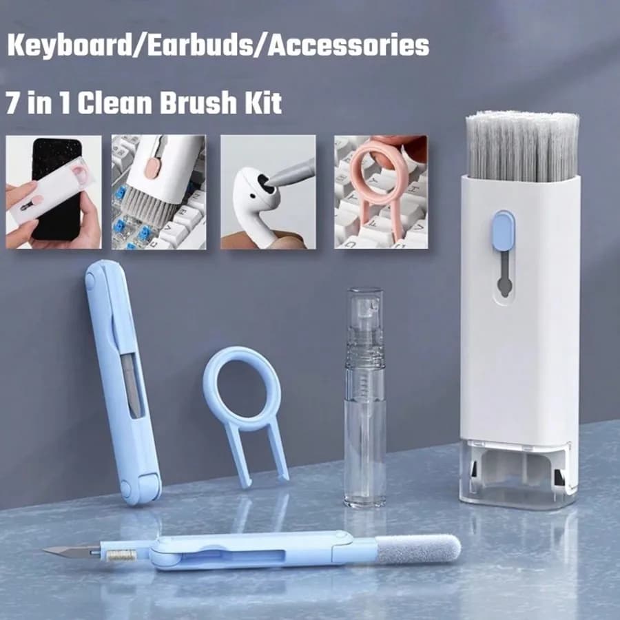 Portable cleaning kit 7 in 1 for AirPods Pro/AirPods, wireless earphones, phone, laptop with brush - Set of tools for caring for white gadgets