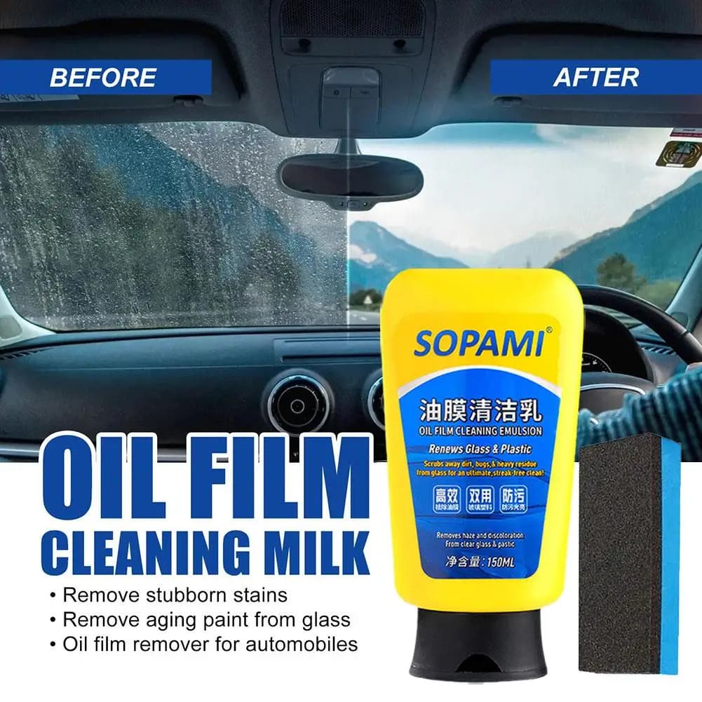 150ml SOPAMI Pellicola di Olio Emulsione Detergente per Vetri Smalto Idrofobico Cera Rinnovatore Protezione Cura Lavaggio Auto Smalto Senza Acqua