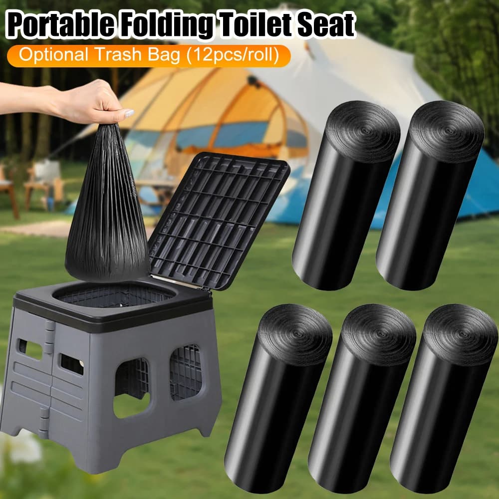 Sedile WC pieghevole portatile 12-72 pezzi Sacchetti della spazzatura opzionali Toilette multifunzione da campeggio esterna Vasino di emergenza pieghevole da viaggio