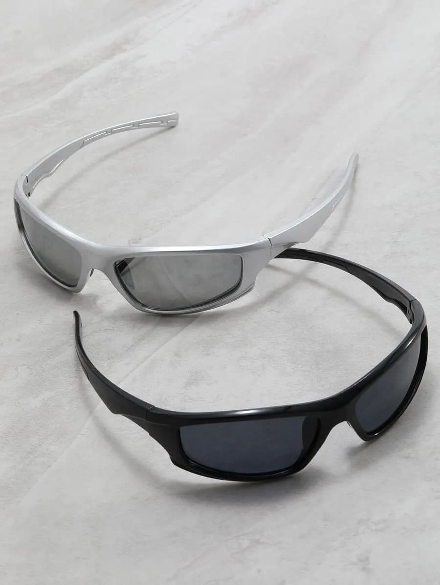 2pcs Wrap Around Fashion Sunglasses For Men And Women Outdoor Beach Travel