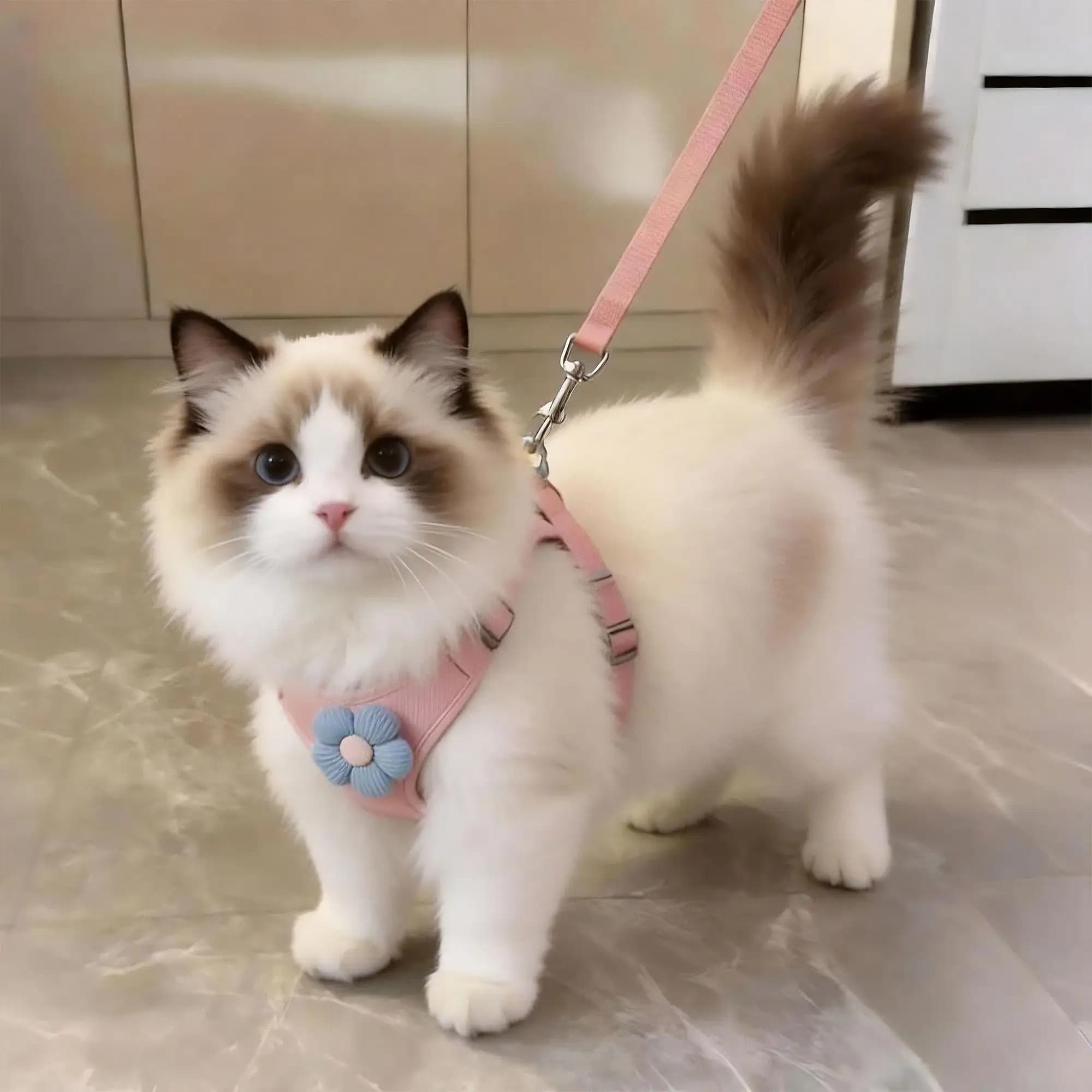 Pet Vest Traction Rope Dog Cartoon Three-dimensional Accessories Teddy Walking Dog Rope Cat Going Out Chest and Back Protection
