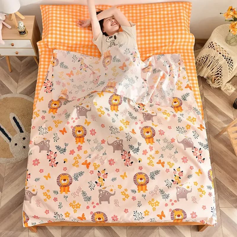 100% Cotton Non-Disposable Hotel Sleepy Bag Soft Single Travel Blue Portable Adult Sleepy Bag