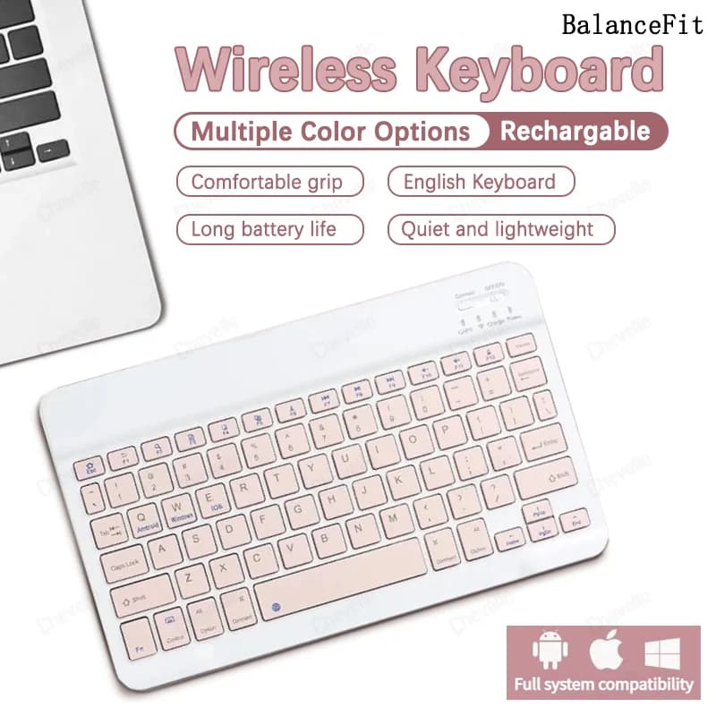 Tastiera compatibile Bluetooth per Android iOS Tastiera wireless universale ricaricabile portatile per tablet, telefono, laptop, iPad