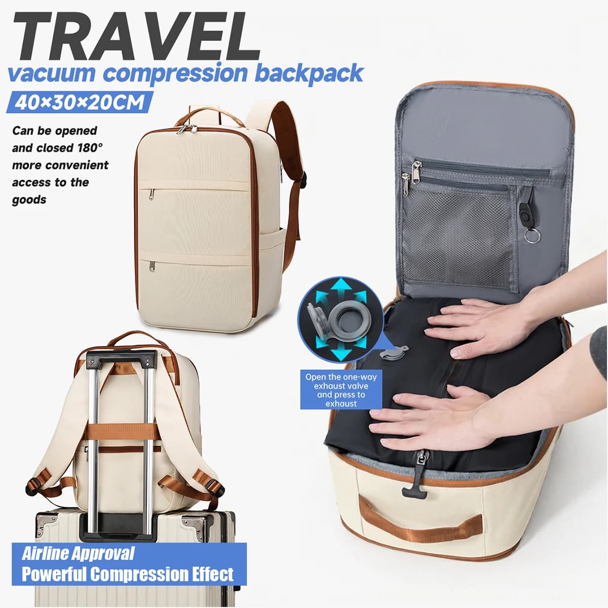 Zaino da Viaggio Economico per Compagnie Aeree, Borsa Bagaglio a Mano, Zaino da Viaggio per Computer da Uomo, Zaino Comprimibile Sottovuoto da Donna
