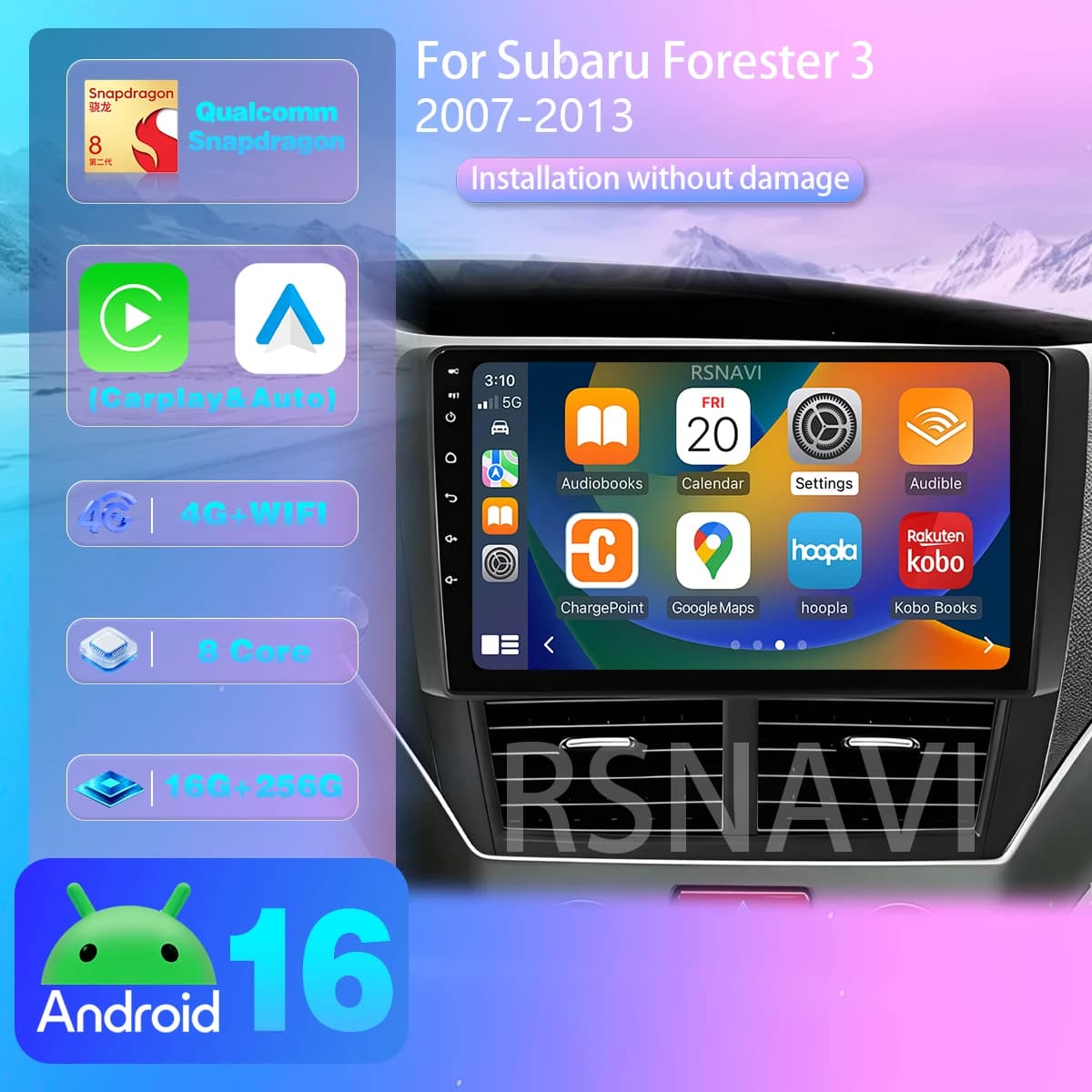 Autoradio Android 16 per Subaru Forester Impreza 2007-2013, schermo 2K, Carplay, lettore multimediale, telecamera a 360°