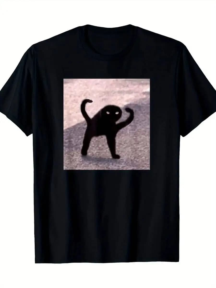 Cursed Cat Angry As Fuk Meme T-Shirt, Men's Tee, Breathable Comfortable For Daily Wear And Outings 100% Cotton Trendy Y2K