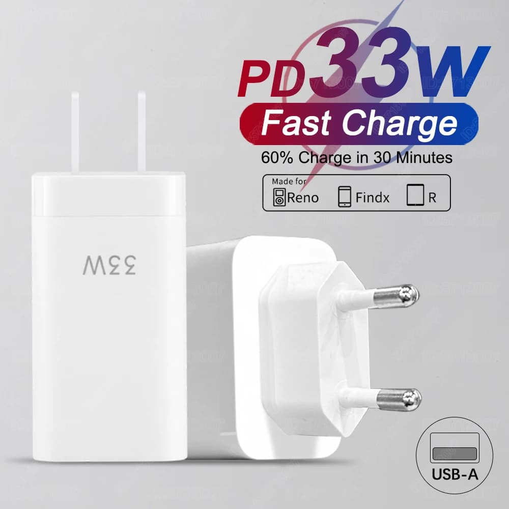 Per OPPO 33W caricatore USB originale ricarica rapida adattatore per caricabatterie per telefono con spina mobile per iPhone Samsung Xiaomi Redmi Huawei Oneplus