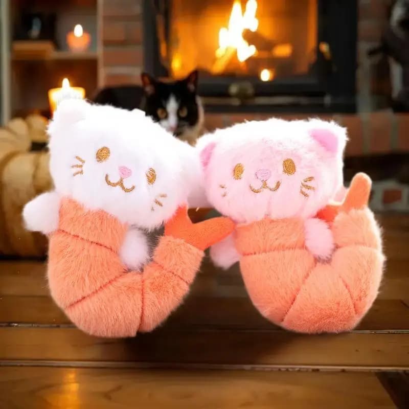 Simpatico e creativo piccolo gamberetti KT gatto bambola ciondolo portachiavi zaino appeso ornamento decorativo