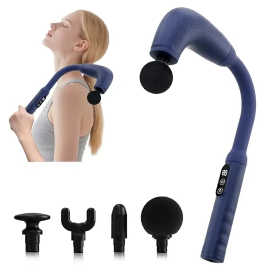 Massage Gun with Extensible Handle Improved, Back Massage to Relieve Pain, Deep Massage for Muscles/Colle/Spalle/Taille/Gambe