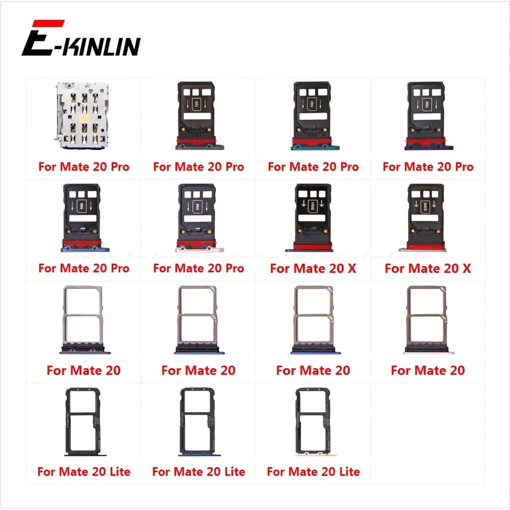 Adattatore per lettore di slot per presa per vassoio scheda SIM per parti del contenitore del connettore del supporto della scheda Micro SD HuaWei Mate 20 Pro X 20X Lite