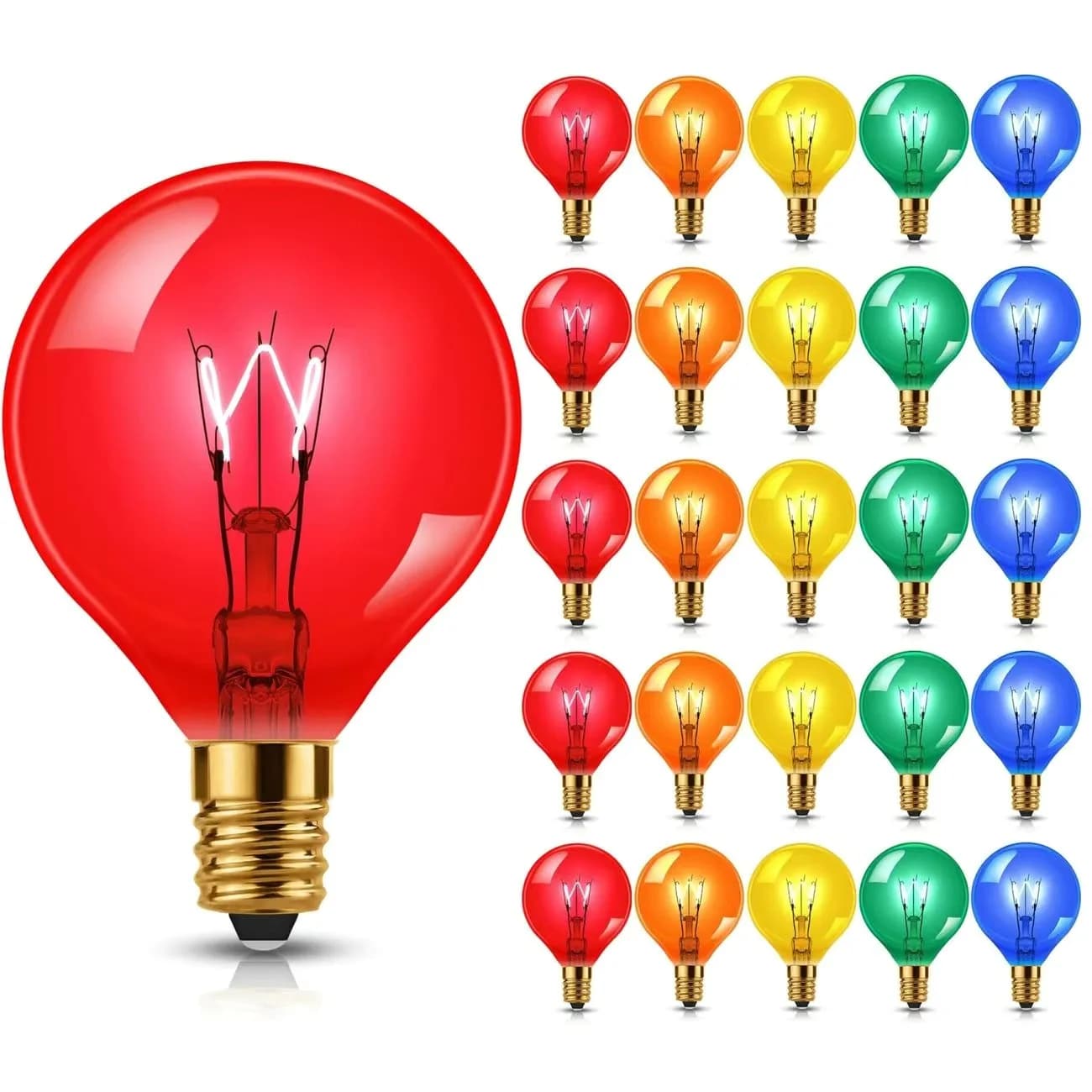25 Lampadine LED G40 RGB Rosso Blu Verde Giallo Rosa, Lampada al Tungsteno LED E12 1W 5W 220V 110V 3V per Illuminazione Esterna