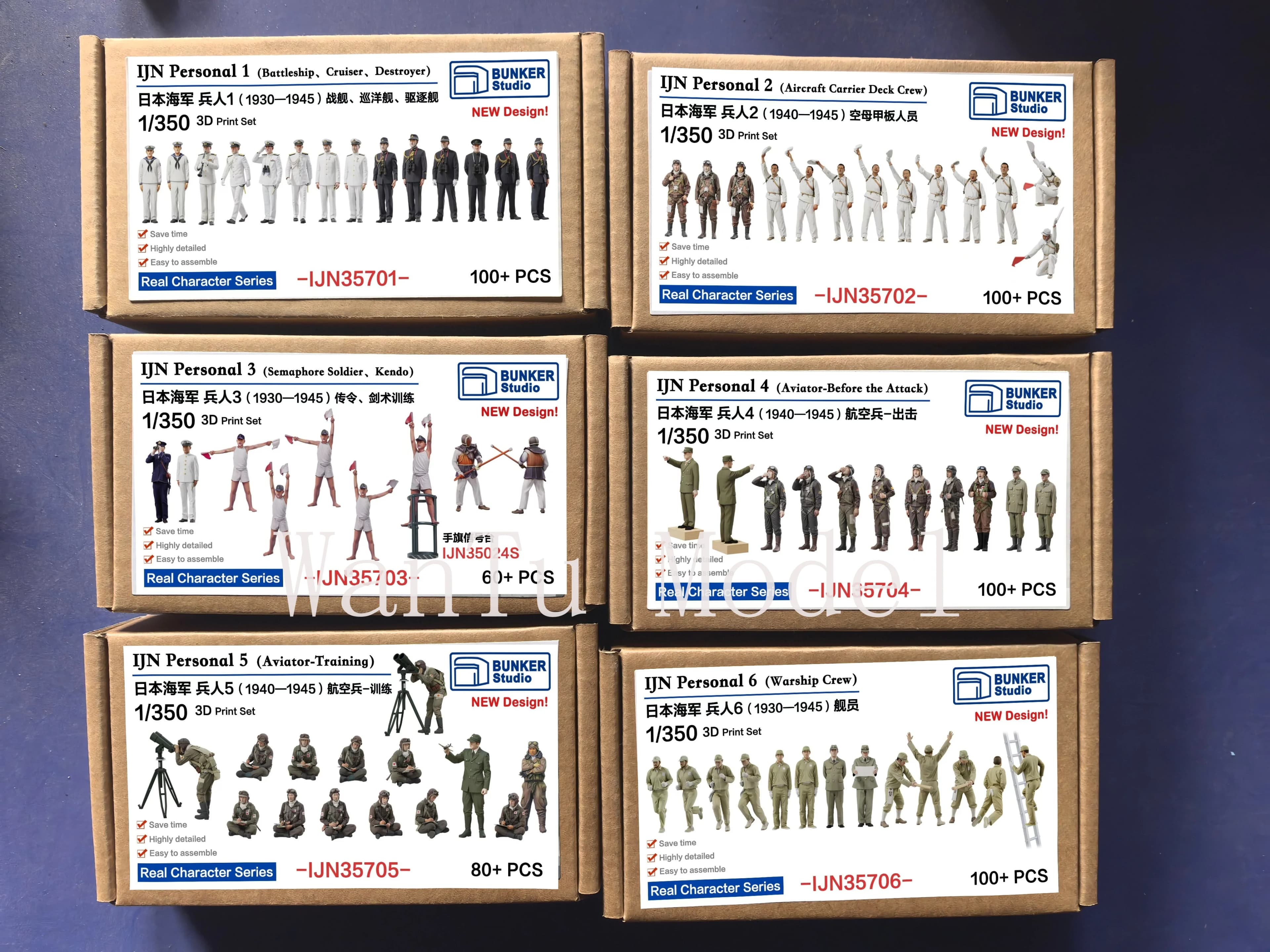 WWII IJN Personal 1/350 Scale 3D Printed Naval Figure Real Character Series for Battleship Model Kit