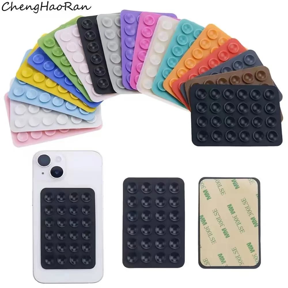 Supporto per telefono multifunzionale in silicone con ventosa, adesivo quadrato antiscivolo monofacciale per custodia del telefono.
