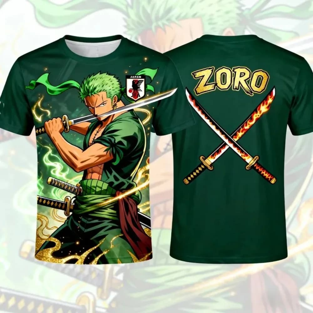 T-shirt sportiva estiva One Piece Zoro Japan Special Edition per calcio, per bambini, uomini e donne, casual, traspirante, alla moda, stampata, a maniche corte
