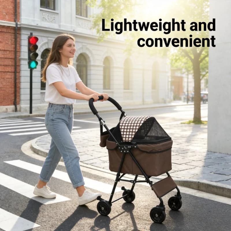 TG Nordic Lightweight Portable Pet Stroller For Small-Scale Cats Dogs Cart Shock Absorber 4-wheel Foldable Outdoor Troll