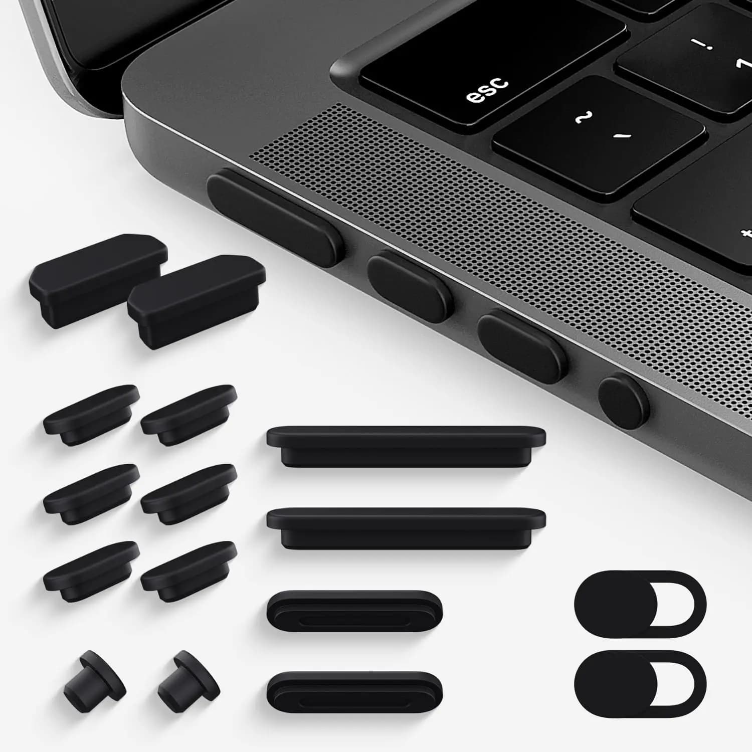 Confezione da 14 tappi antipolvere per MacBook Pro 14/16 pollici 2021-2026, protezioni in silicone per porte HDMI, Thunderbolt, SDXC, MagSafe, cuffie, webcam