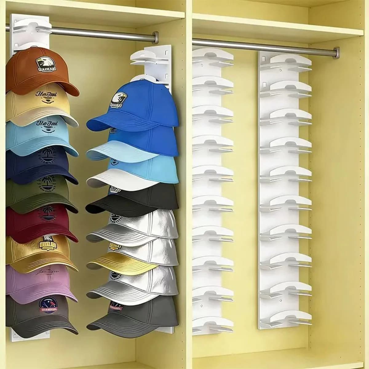 2 Pieces/Pack Wall-Mounted Hat Storage Rack - Multi-Layer Storage, Suitable for Hats, Portable Plastic Display Rack, Suitable for Closet Doors and Bedrooms, Hat Hanger Storage Organizer