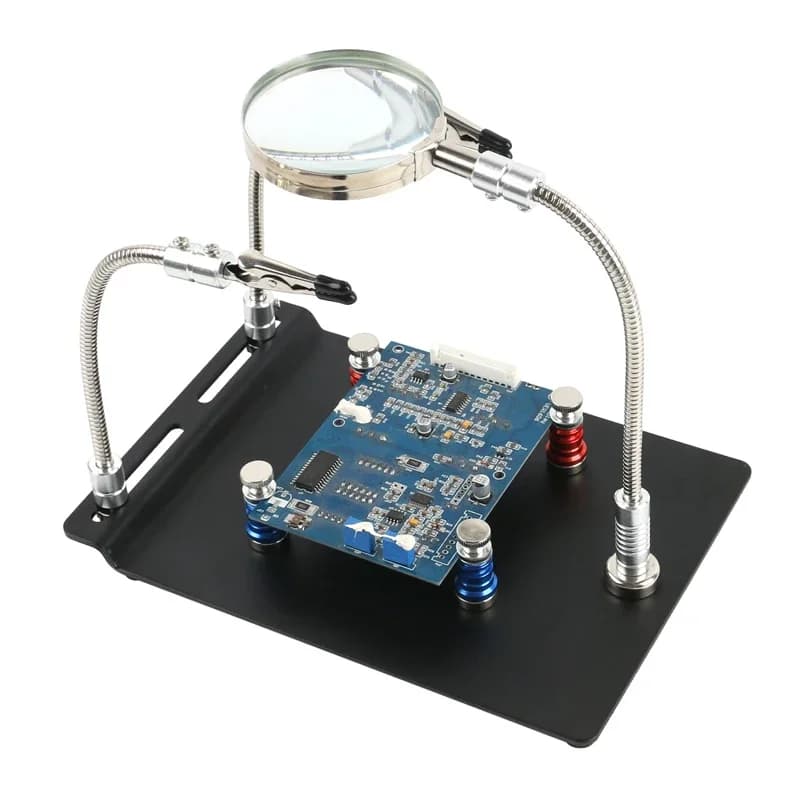 Lente d'ingrandimento per saldatura Lente d'ingrandimento terza mano Lente d'ingrandimento 3X Supporto per saldatore in vetro Strumenti di riparazione Scheda PCB magnetica Clip fissa