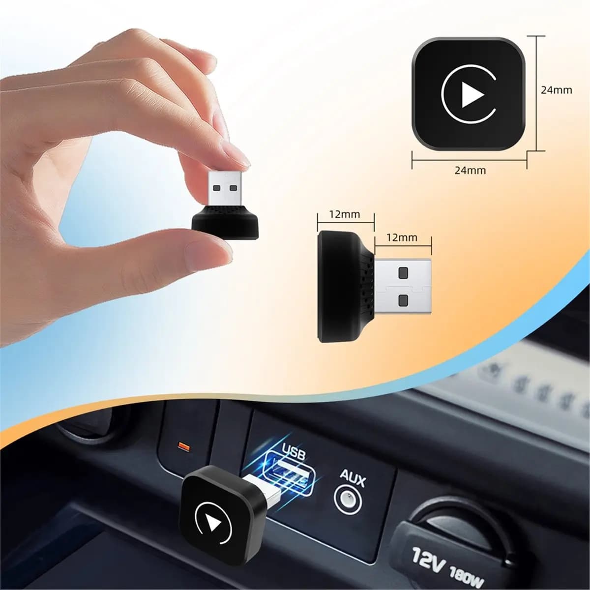 Adattatore Wireless CarPlay Auto 2in1 Universale ABSF, Mini Box Intelligente per Auto con CarPlay Cablato di Fabbrica, Plug and Play