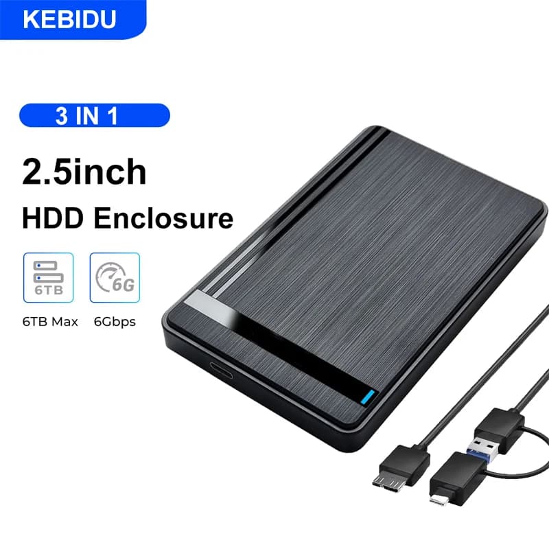 Custodia per HDD da 2,5 '' Custodia per disco rigido esterno SATA a USB3.0 Custodia per velocità 5 Gbps / 6 Gbps Tipo-C Custodia per HDD Adattatore Accessori per PC
