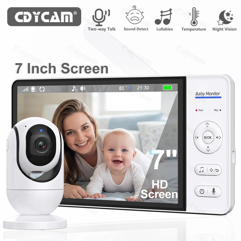 7.0 ''Video Baby Monitor 720P 5000mAh Battery 4X Zoom No WiFi Child protection Surveillance camera T Way Audio Night Vision Nanny