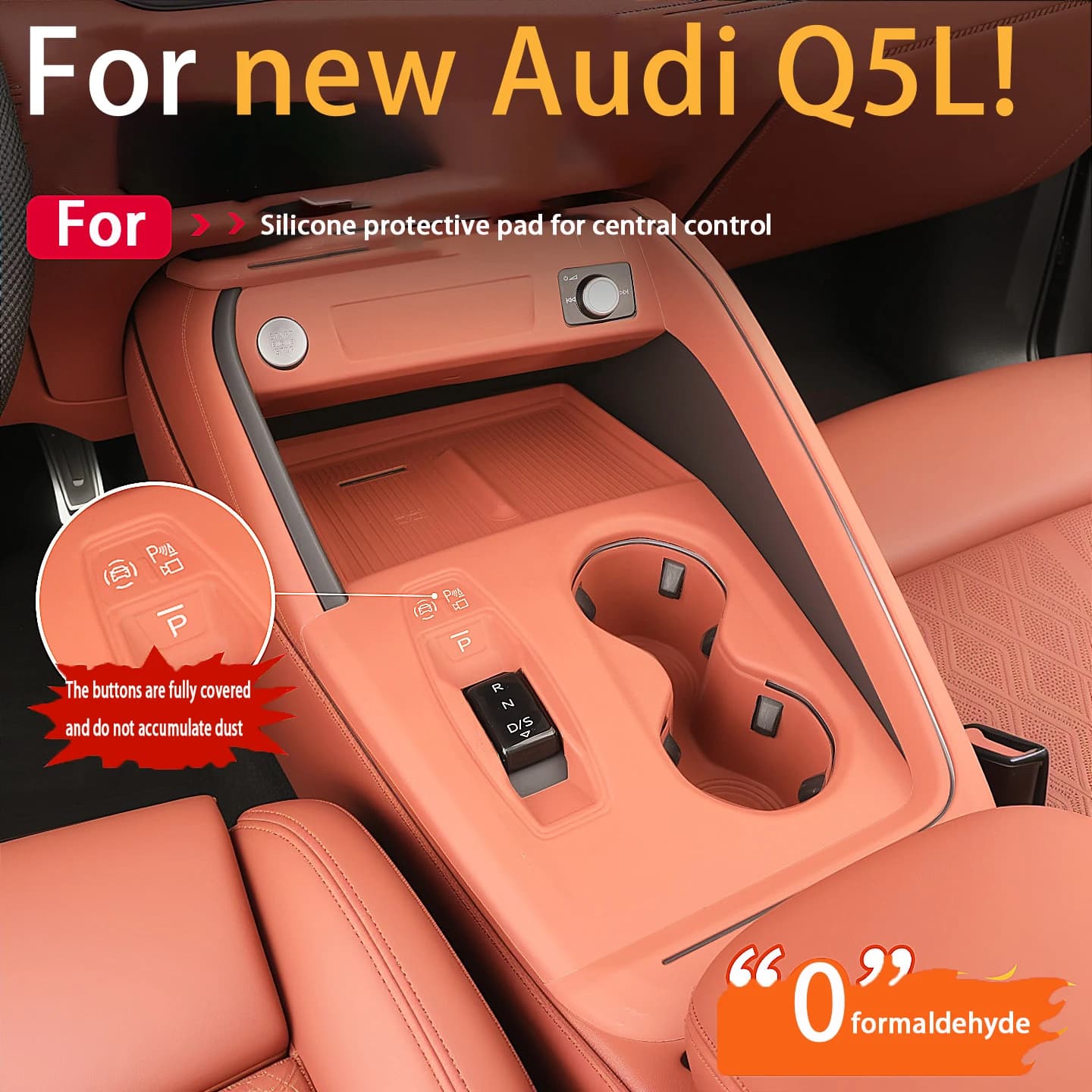 For Audi Q5L Q5 GU 2026 Car Center Console Silicone Mats Cup Holder Insert Wireless Charging Pad protect Interior Accessories