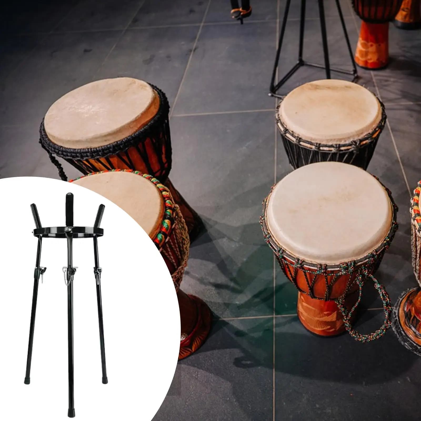 Supporto per Batteria Telescopico Resistente, Treppiede per Batteria, Accessori e Componenti per Conga e Djembe da Palco Esterno
