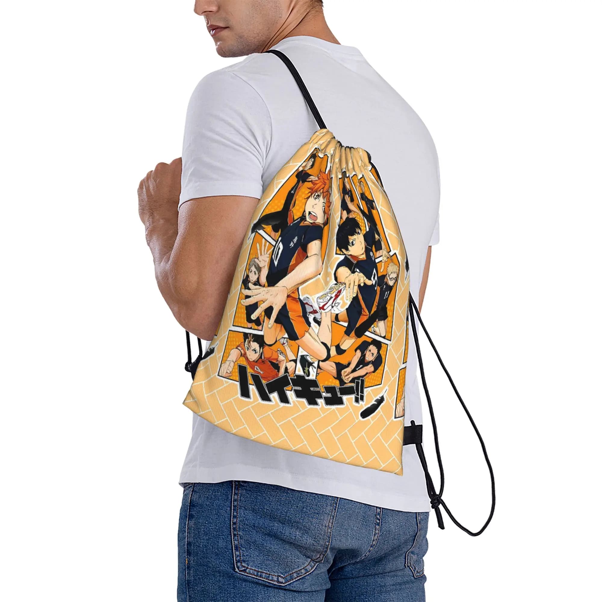 Drawstring Bag Haikyuu Volleyball Friendship Backpack Large Capacity Large Capacity School Gym Sackpack String Bags For Men