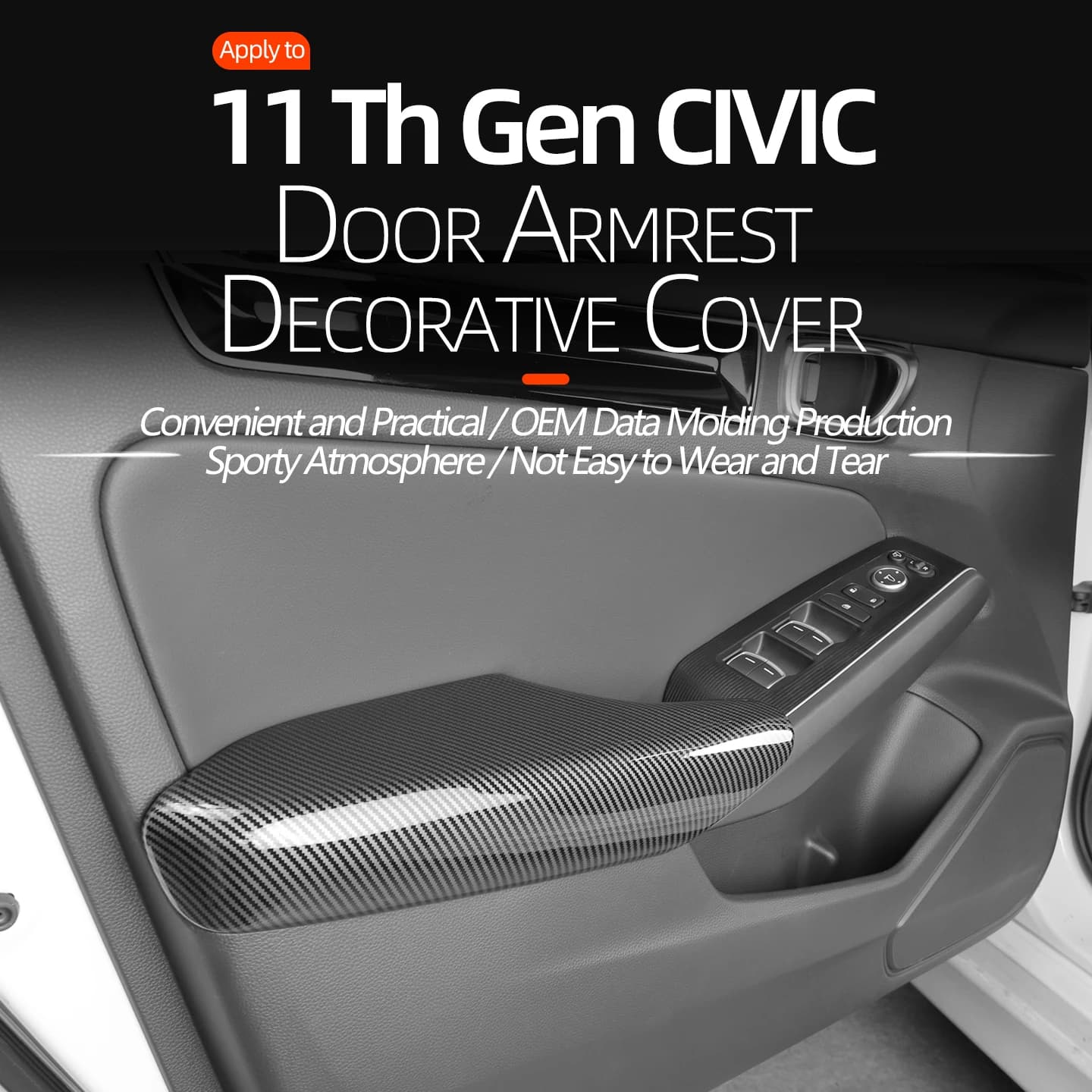 Per Honda 22-25 Civic 11th Gen Auto Porta Bracciolo Pannello di Copertura Trim Maniglia Della Porta Ciotola Telaio di Copertura Trim ABS In Fibra di Carbonio Car Styling