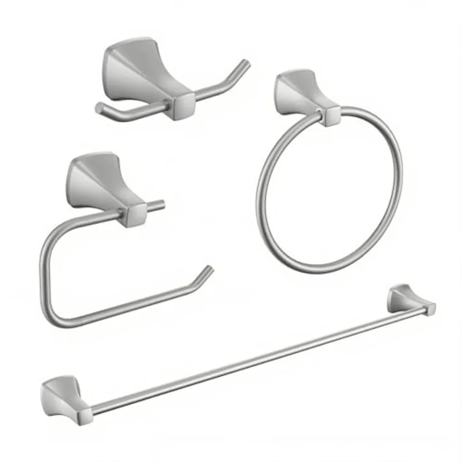 Set di accessori per il bagno da 4 pezzi, set di accessori per il bagno da 23,6 pollici, set di portasciugamani, gancio per asciugamani, porta carta igienica, portasciugamani per le mani
