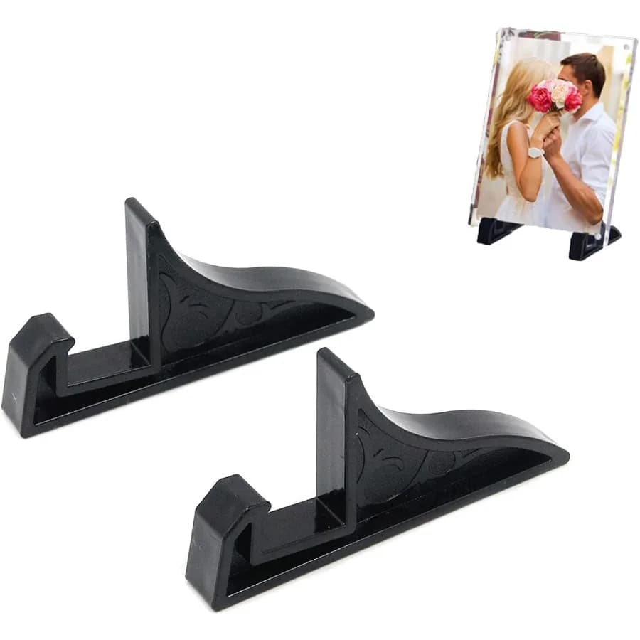 Semetall Pack of 2 plastic display holders for fine, small plate holder, black photo holder