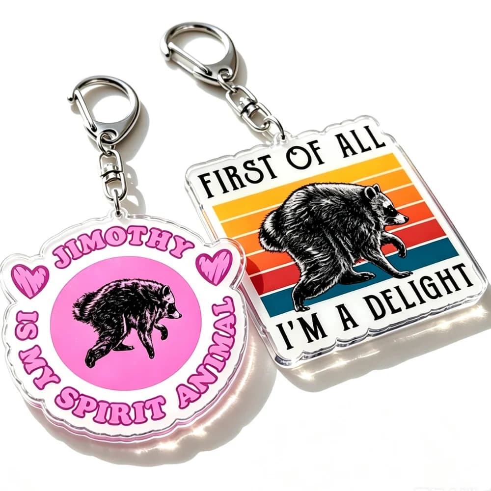 for Cute Funny Weird Raccoon Jimothy Acrylic Keychain Backpack Accessories Decoration Pendant Exquisite Festival Gift Ornament