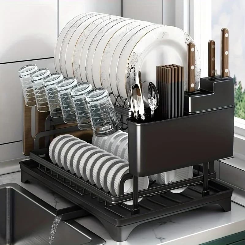 2-tier dish side dish Cooking bowl Scolapiatti Storage rack Cutlery racks Exhaust knives Fork holders for water cups