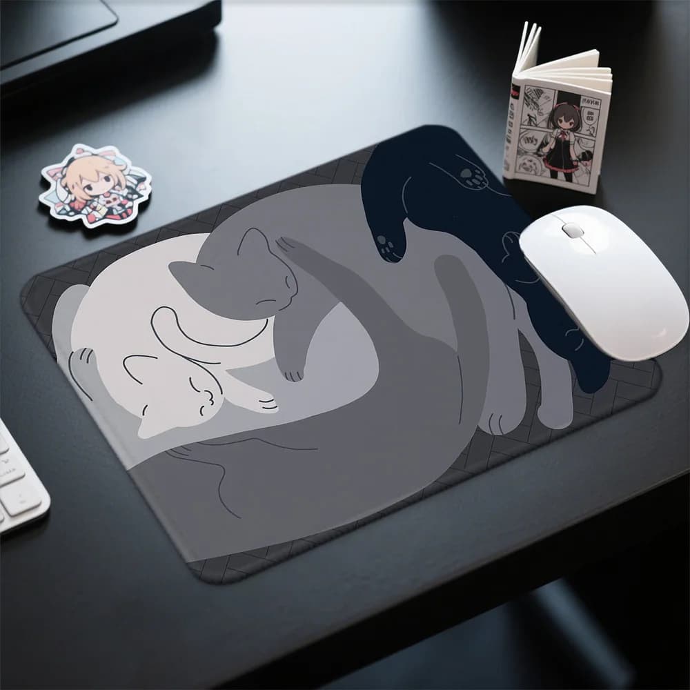 Tappetino per mouse Cat Bat Guitar, accessori da scrivania per PC Gamer, tappetini da gioco, tappetini per mouse anime, decorazione da tavolo