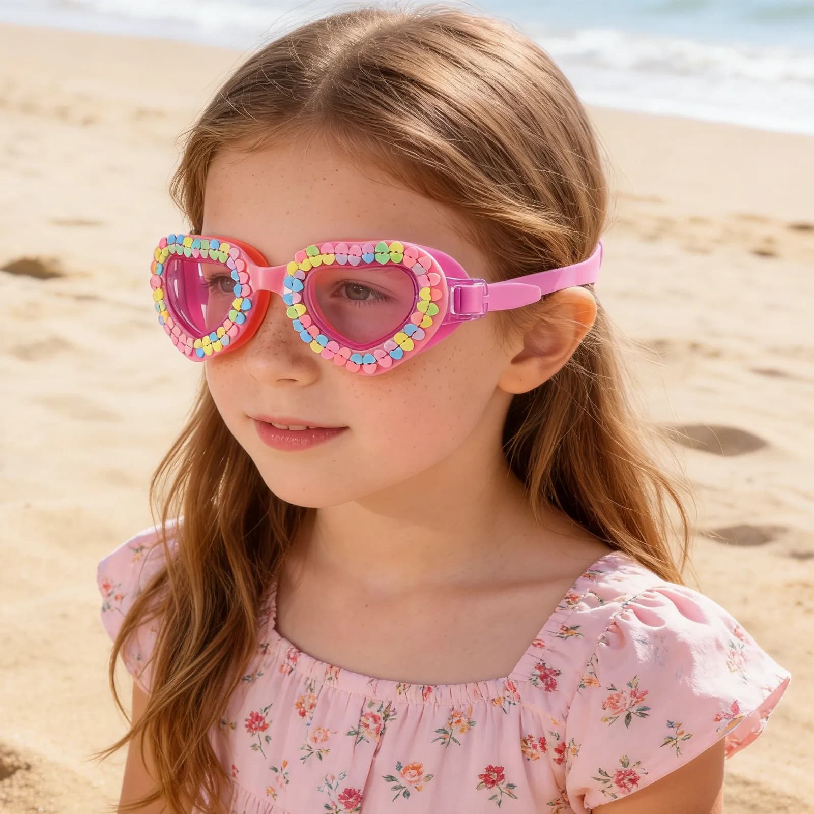 Kids Anti-Fog Swim Goggles Waterproof Heart Shape Swim Goggles Clear Vision Swimming Glasses With Strap For Pool Party Swimming