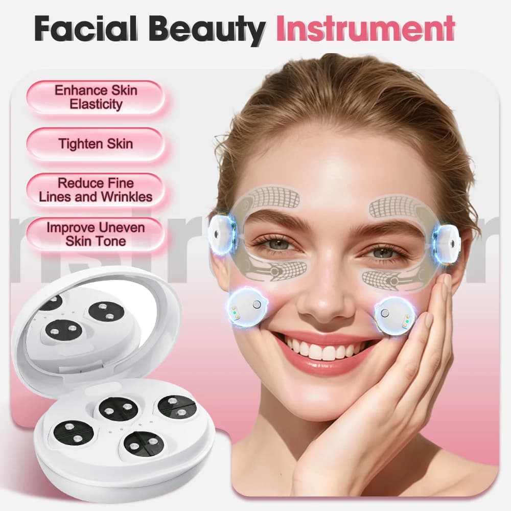 2-IN-1 Beauty Massage for Face and Eyes with Microcurrent, Red Light, Anti-Aging EMS, Reduction of Bags and Eyelets, Electric Bearings for Rejuvenation Eyes