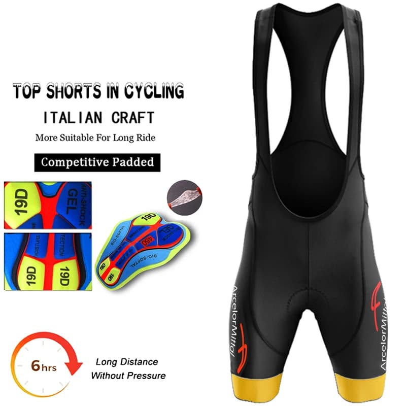 ArcelorMittal cycling shorts for men, outdoor bike shorts, breathable summer cycling pants with 19D gel padding