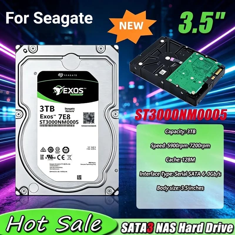 FOR Seagate 3TB Enterprise HDD – 7200RPM, Desktop Surveillance, Video Storage, NAS Array, ST3000NM0005