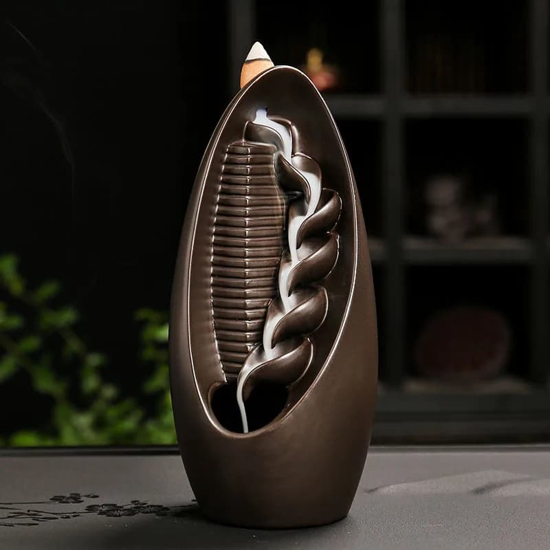 Creative Backflow Purple Clay Burner Indoor Ornament Zen Incense Decoration
