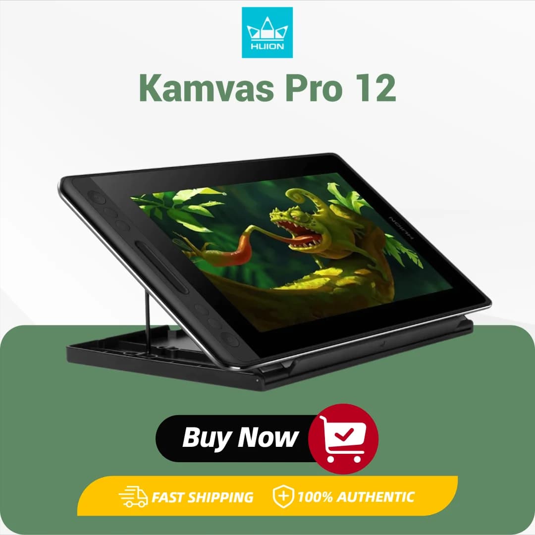 HUION Kamvas Pro 12 Tavoletta grafica Schermo 120% sRGB Supporto inclinazione Stilo Penna da disegno senza batteria Display Monitor 11,6 pollici